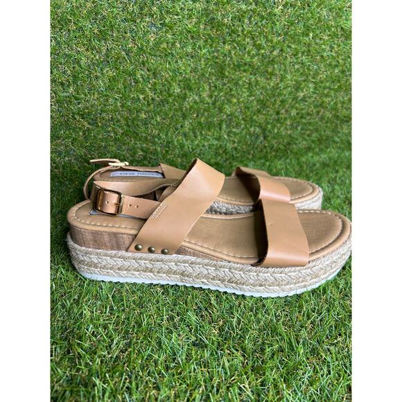 Steve‎ Madden Catia Natural Ankle Strap Open Toe Wedge Espadrille Sandals 11 - Picture 4 of 11
